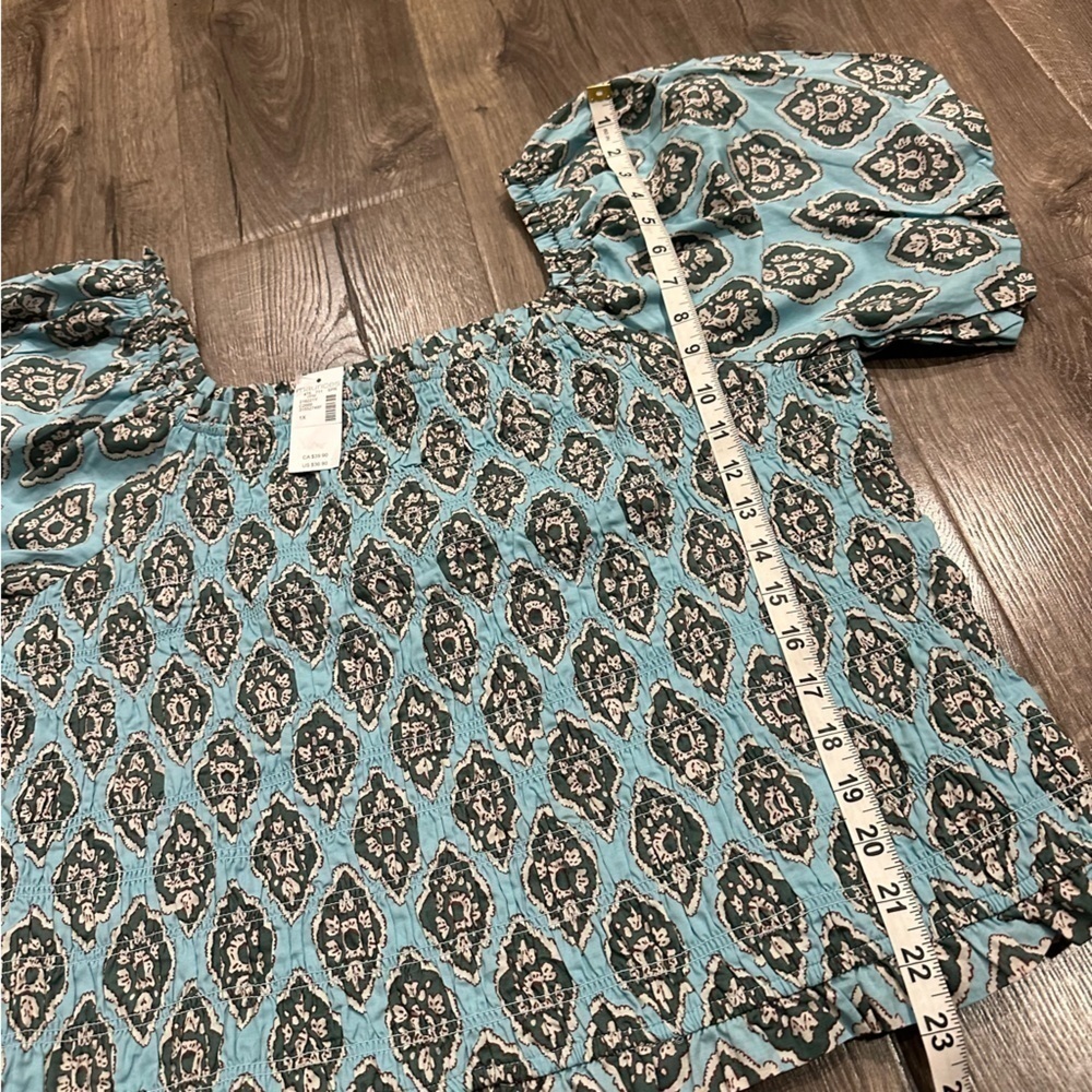 New Maurices Women's Boho Top Shirt Cotton Smocked Puff Sleeve 1X NWT Hippie - Picture 11 of 12